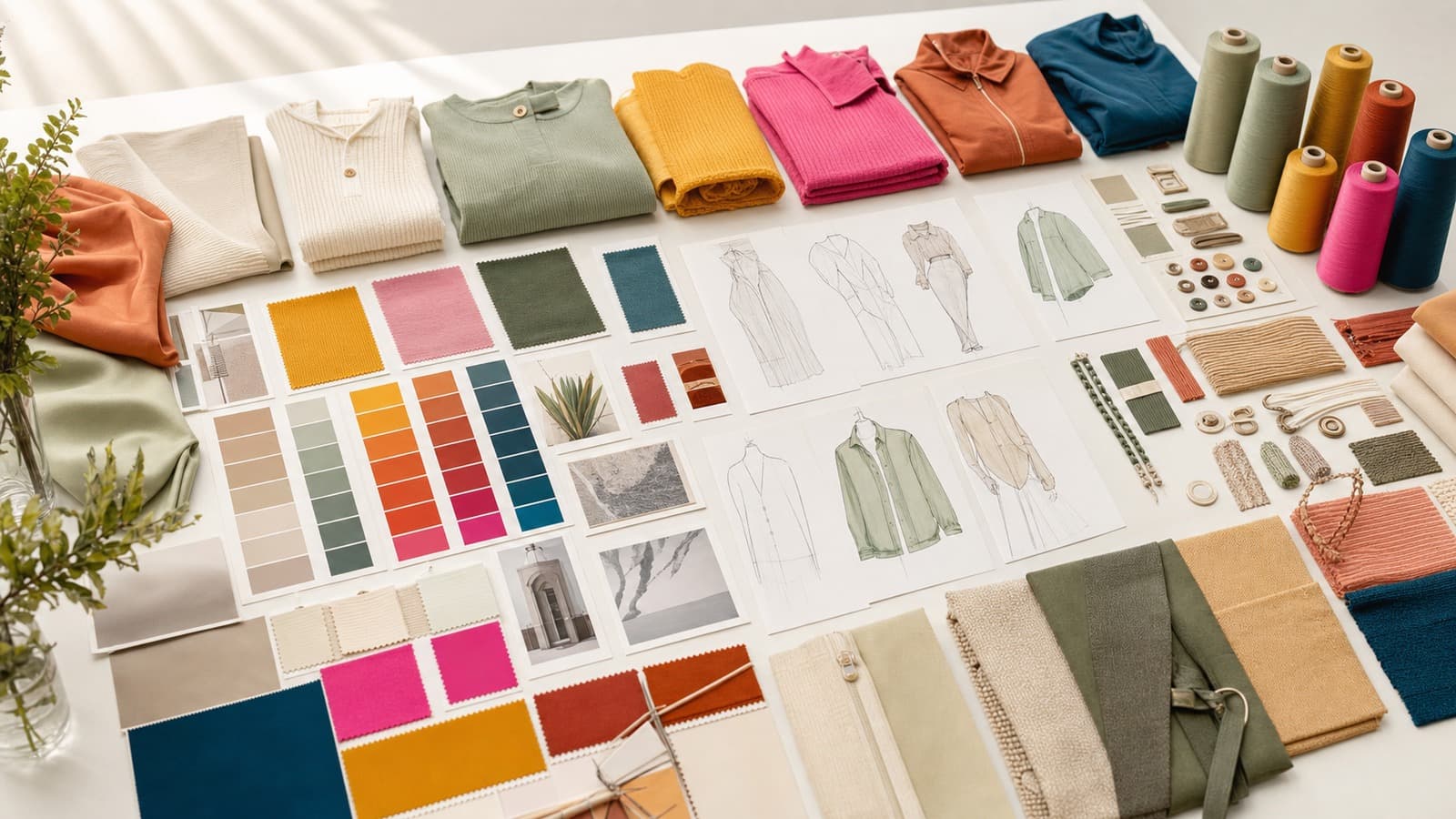 Activewear trend and color direction planning board