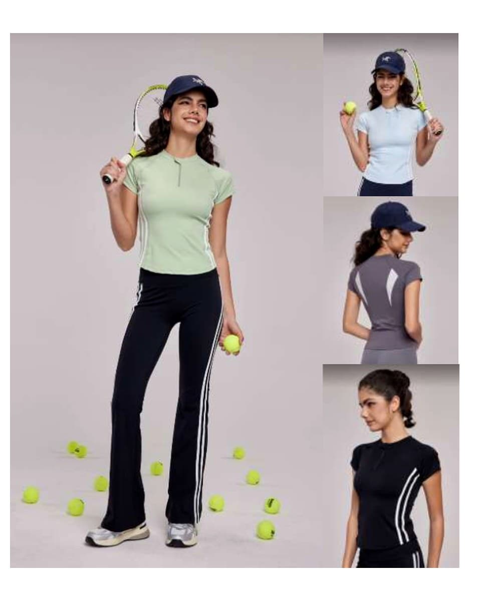 DWY115030 Contrast Half-Zip Active Top