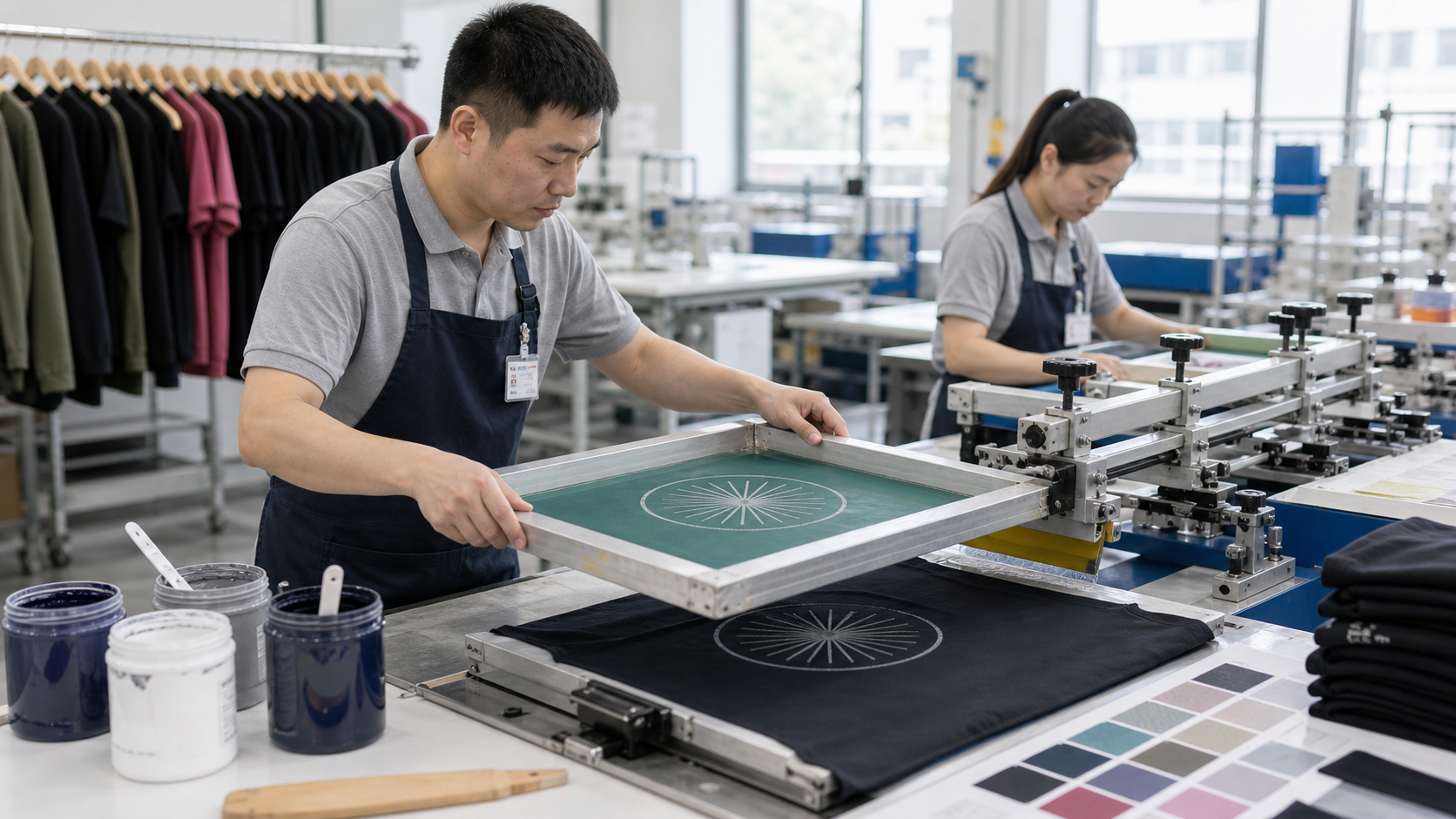 Screen print logo technique for private label activewear